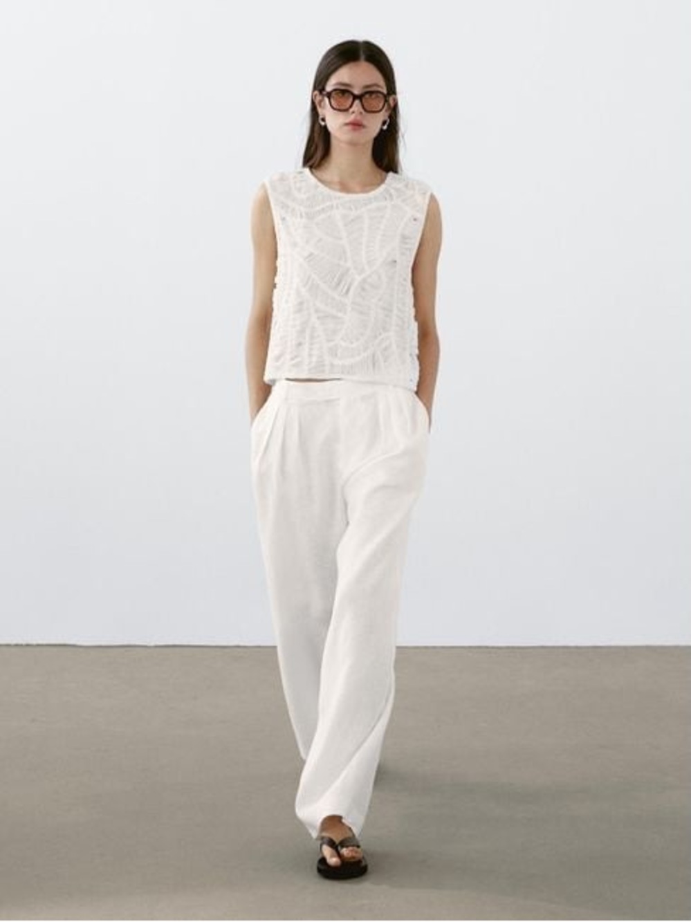 Massimo Dutti Wide-Leg Linen Pants Size 2